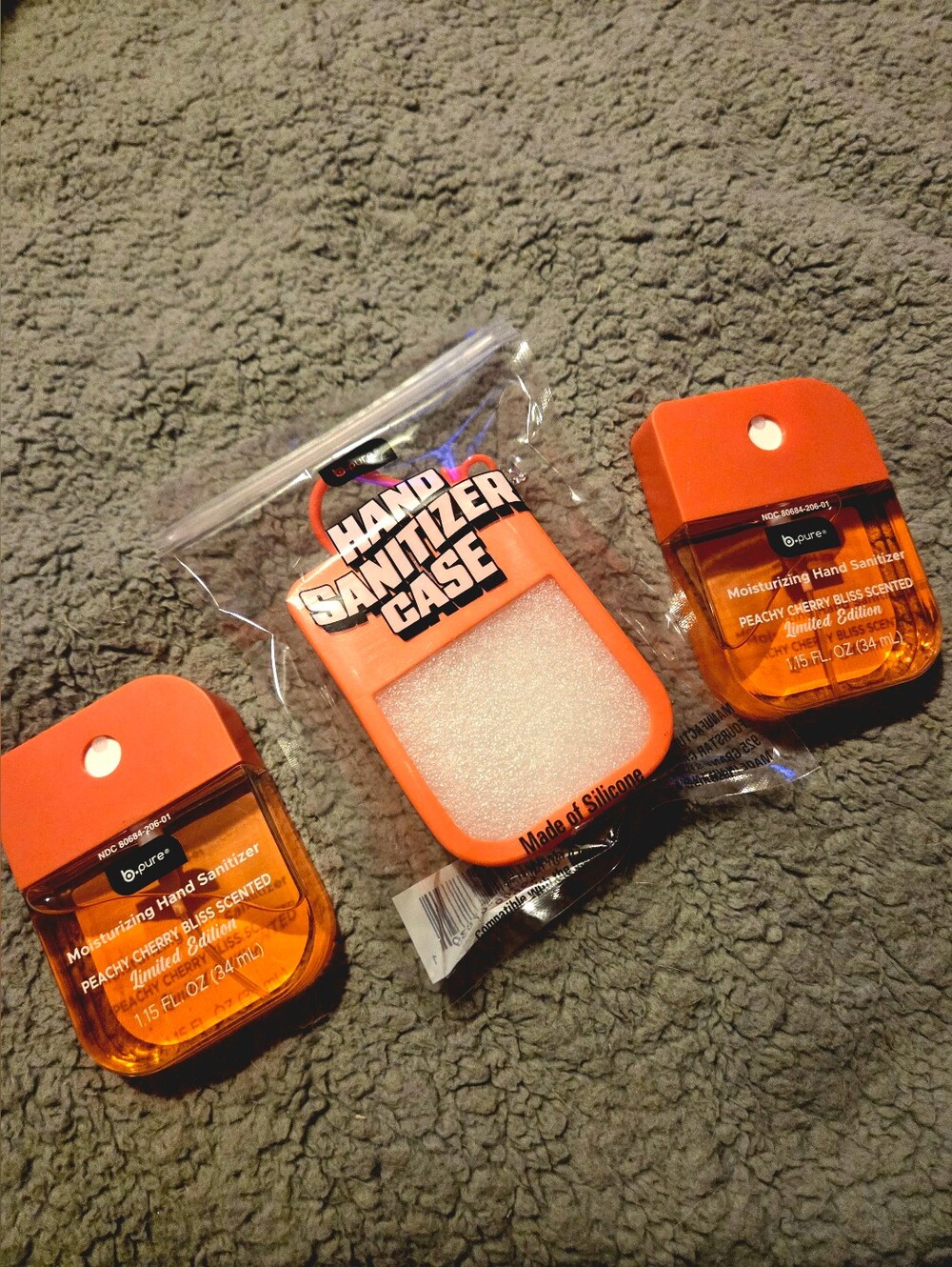 B Pure Hand Sanitizer Case with Peachy Cherry Bliss Scented Sanitizers